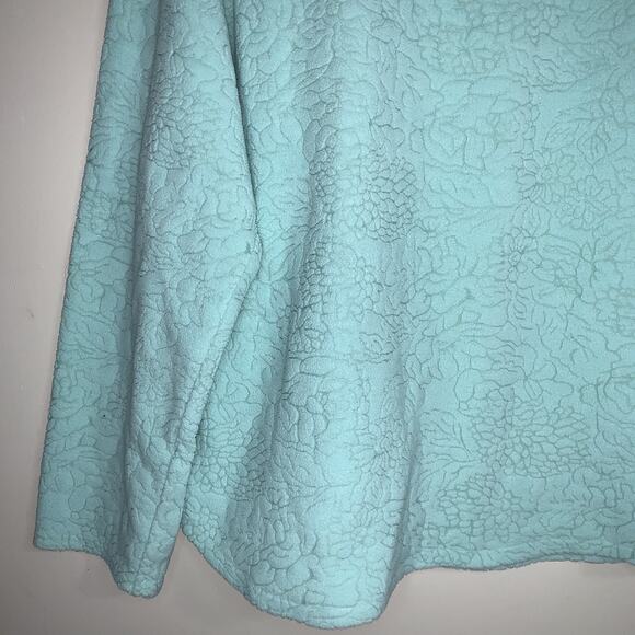 Oscar De La Renta Women’s Green Embossed Floral Scoop Long Sleeve Sweater Size L - Picture 3 of 10